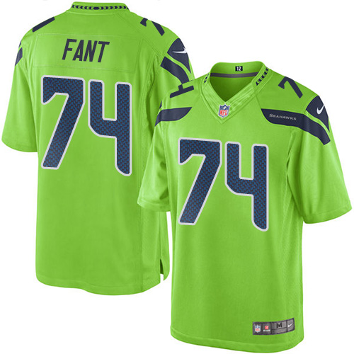 Youth Elite George Fant Nike Jersey Green - #74 Rush NFL Seattle Seahawks